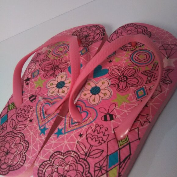 Juncture Kids/Girls Flip Flop Sandals Color Pink Floral Design Size M 13/1 NWOT - Picture 4 of 6